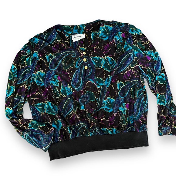 Vintage Tops - Vintage 80's Paisley Floral Blouse